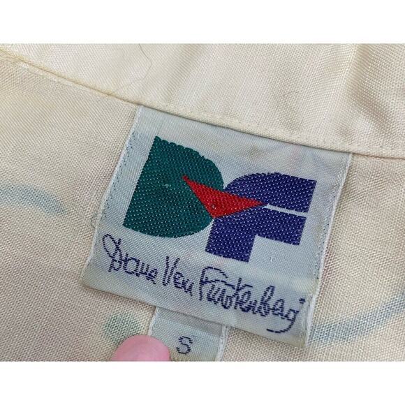 VTG Diane Von Furstenberg Colorful Horses Floral Button Down Shirt 80s - Picture 10 of 11